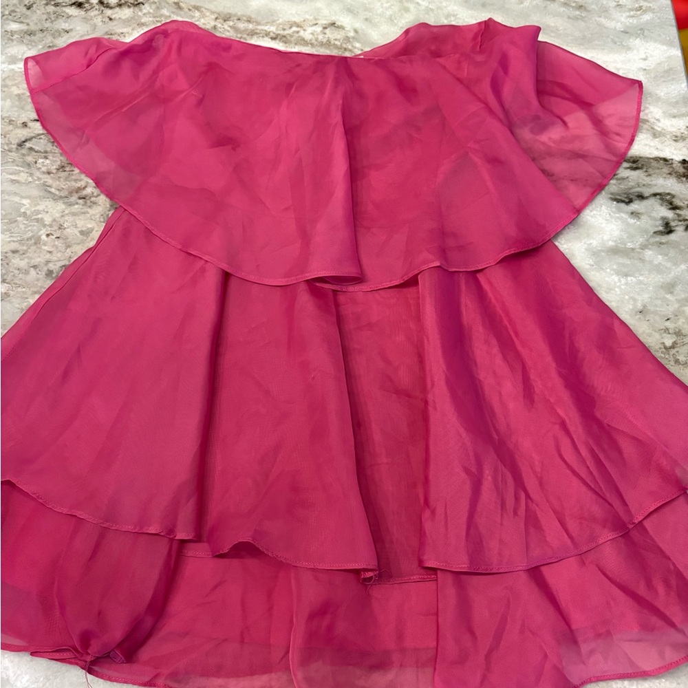 Wild Fable Pink Mini Strapless Dress Women's Cupcake Tiered Dress S, NWT Flowy - Picture 6 of 7